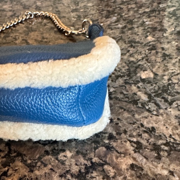Coach Blue leather and sherling Wristlet with Chain - Picture 7 of 16